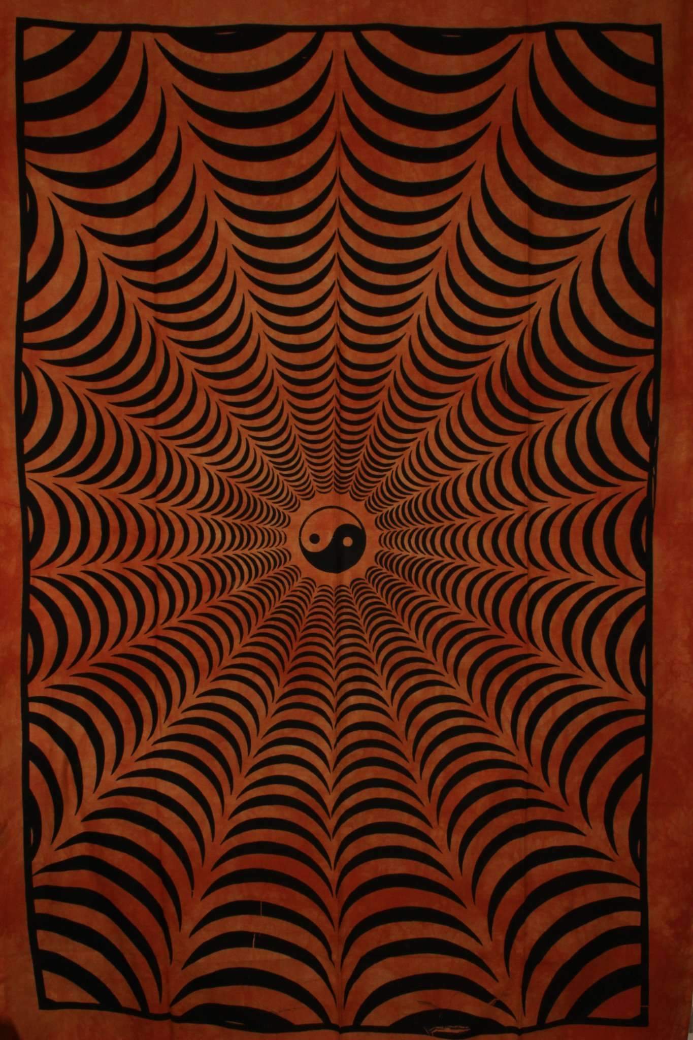 Saffron Trippy Yin Yang 3D Hand-loom Style Wall Tapestry