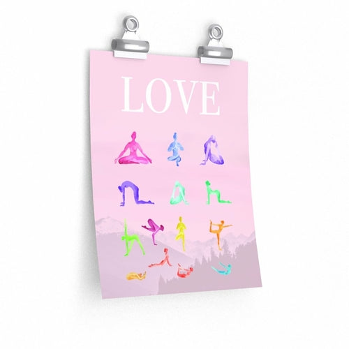 Love Yoga 14 Poses Premium Poster