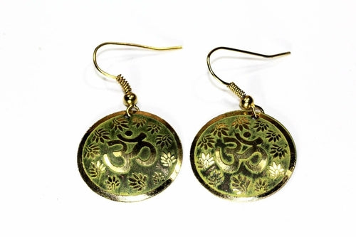 Om Symbol with Lotus Petals Earrings (5 Colors)
