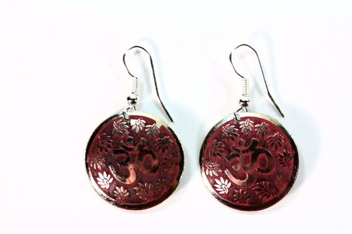 Om Symbol with Lotus Petals Earrings (5 Colors)