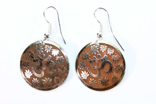 Om Symbol with Lotus Petals Earrings (5 Colors)