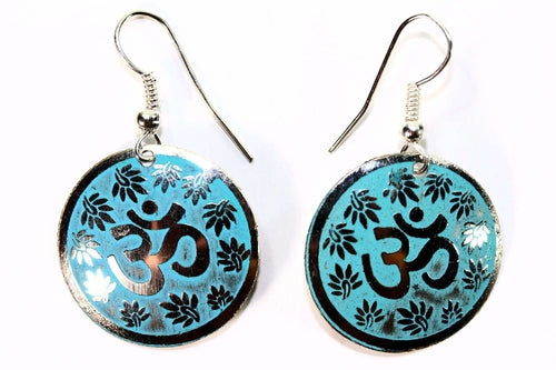 Om Symbol with Lotus Petals Earrings (5 Colors)