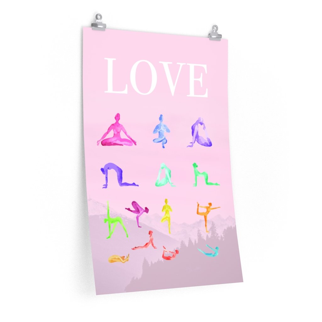 Love Yoga 14 Poses Premium Poster