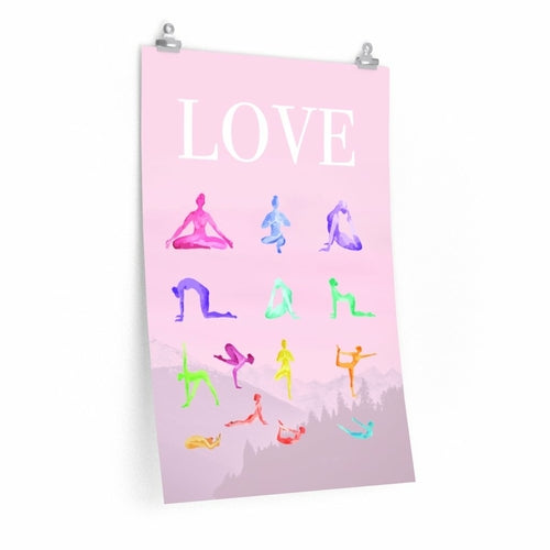 Love Yoga 14 Poses Premium Poster