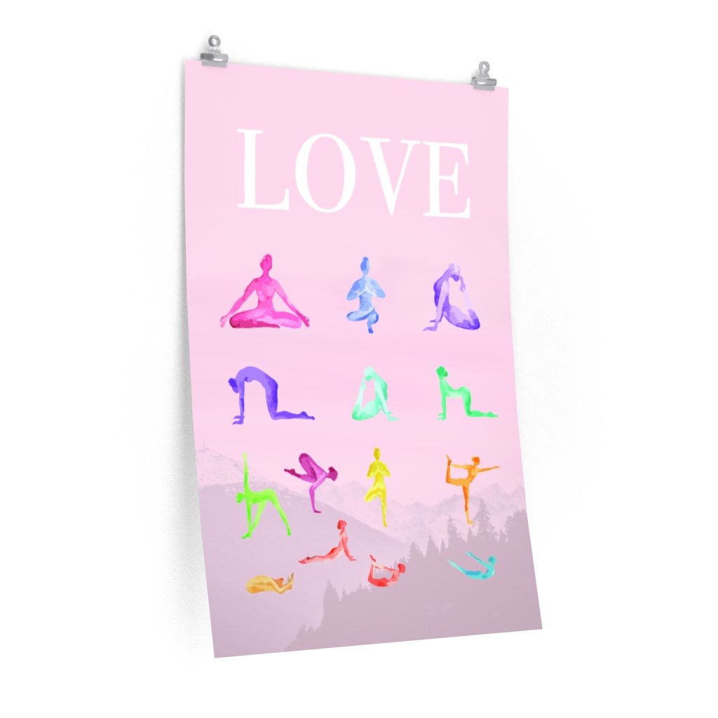 Love Yoga 14 Poses Premium Poster
