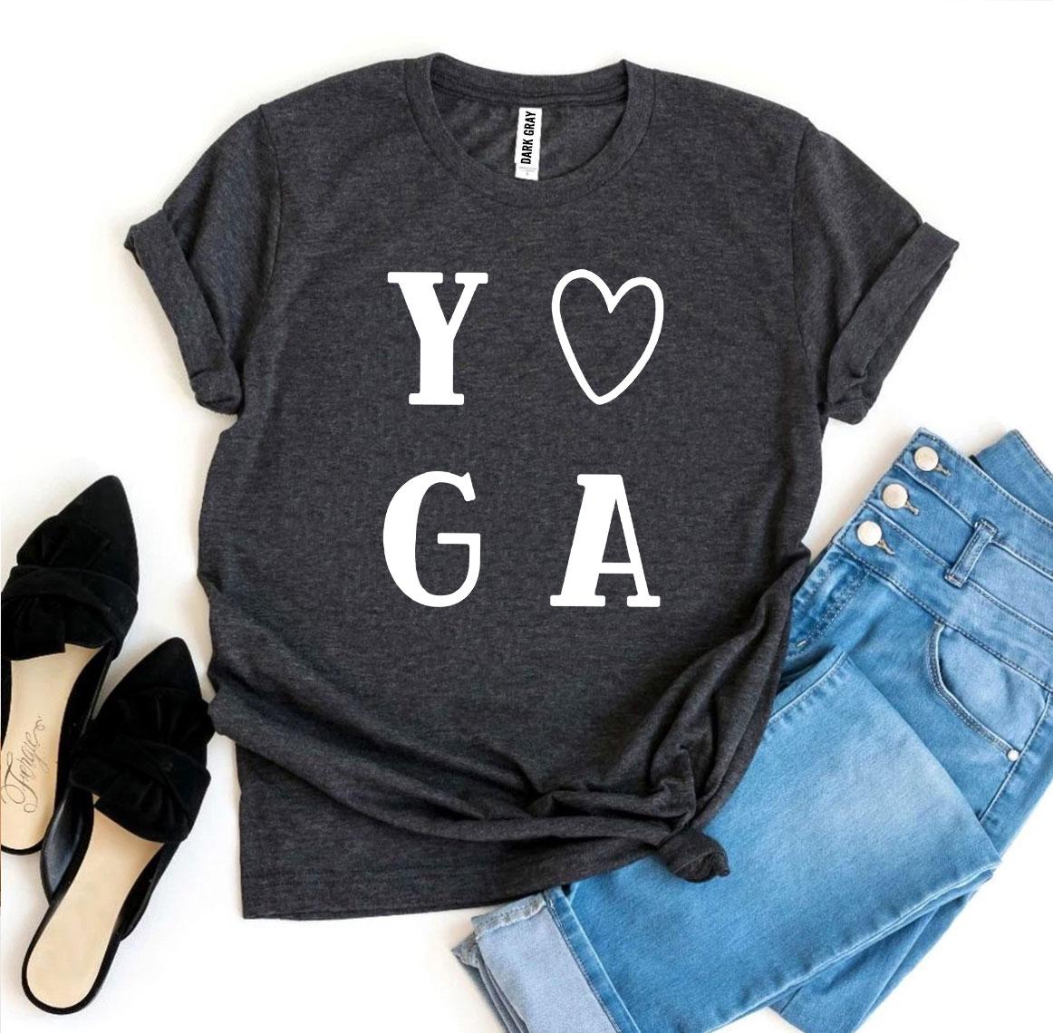 I Love Yoga, Heart T-shirt in 9 colors