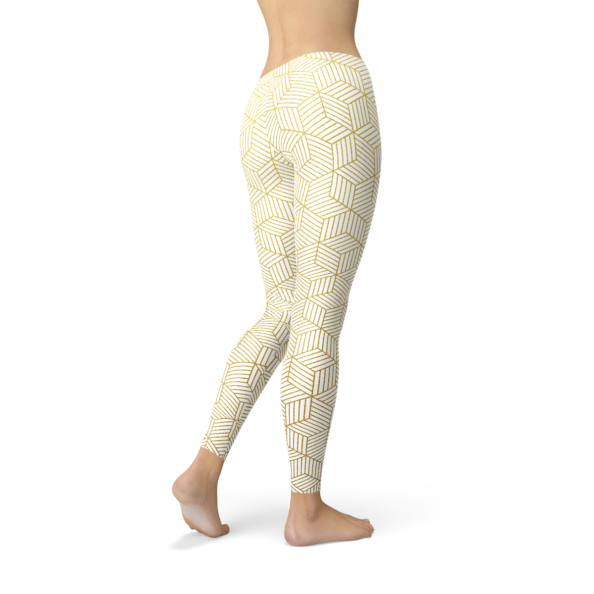 Women's White Geometric Art Yoga Pants/Leggings