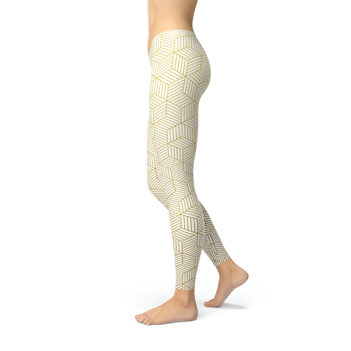 Women's White Geometric Art Yoga Pants/Leggings
