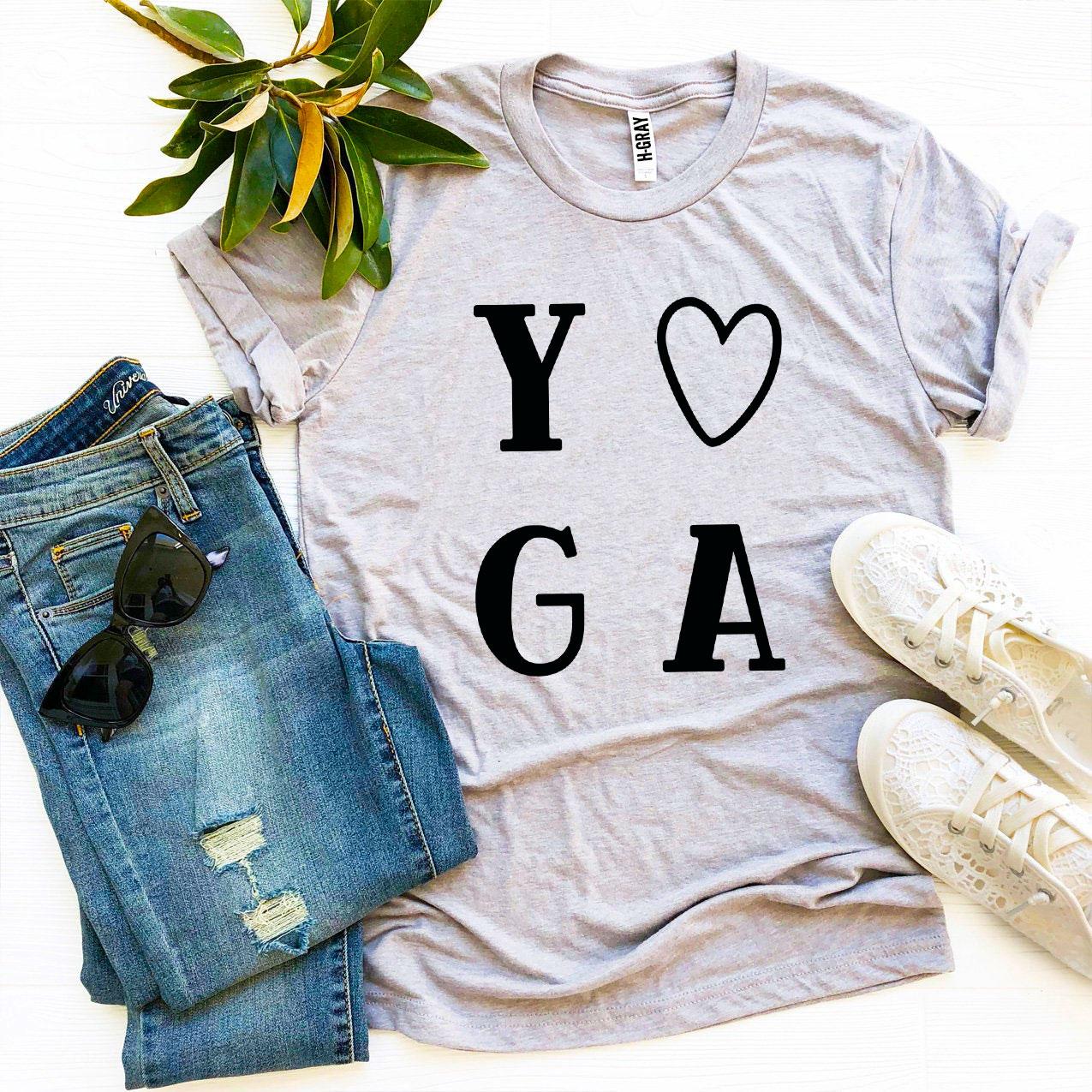 I Love Yoga, Heart T-shirt in 9 colors