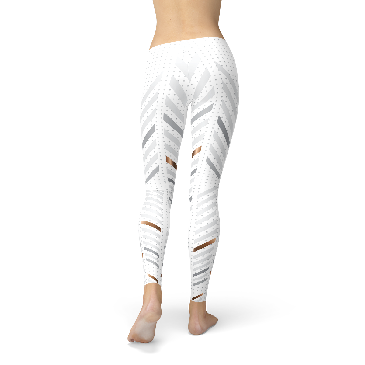 Women's White Figure Track Stripes Yoga Pants/Leggings