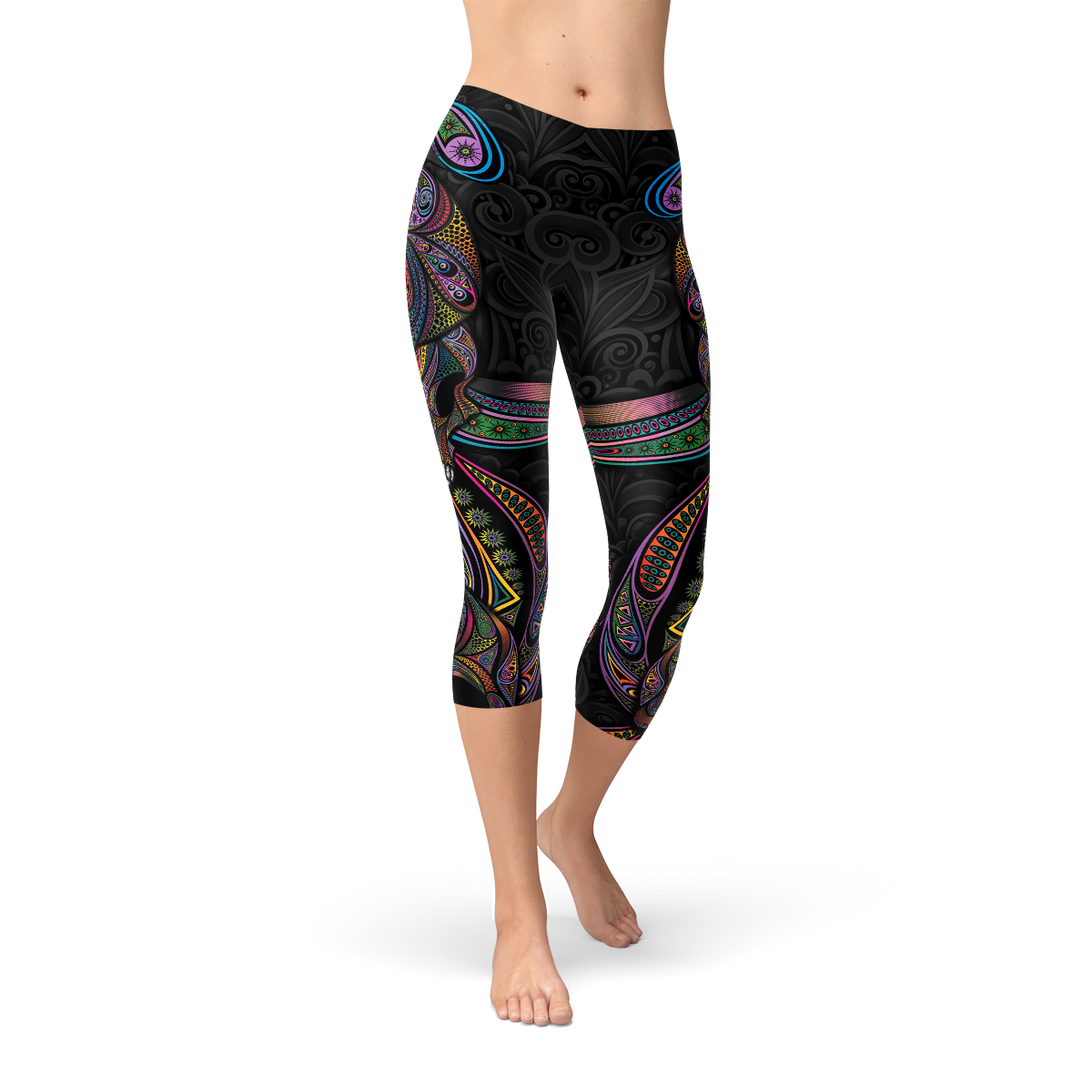 Women's Sugar Skull Capri Yoga Pants/Leggings