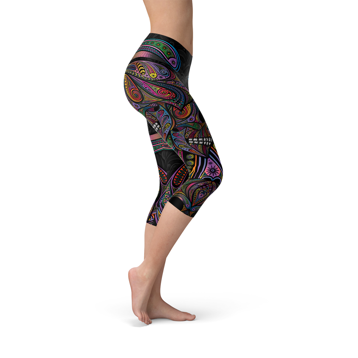 Women's Sugar Skull Capri Yoga Pants/Leggings