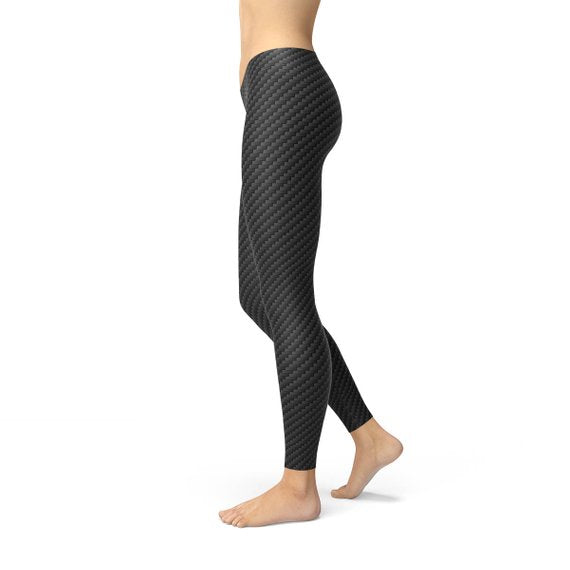 Womens Black Carbon Fiber Yoga Pants/Leggings