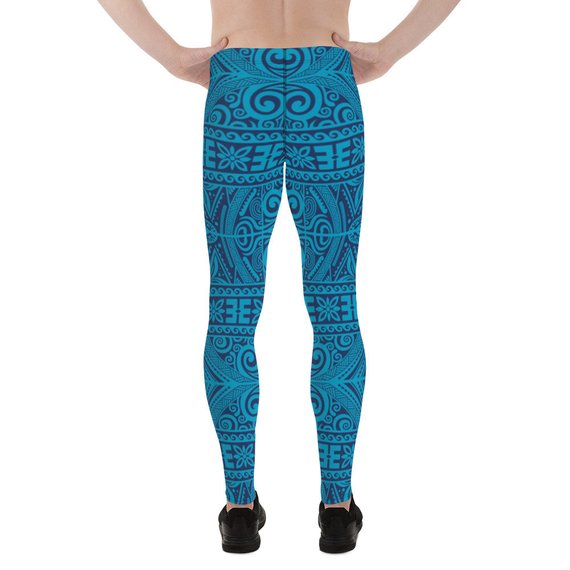Blue Tribal Maori Tattoo Yoga Pants/Leggings For Men