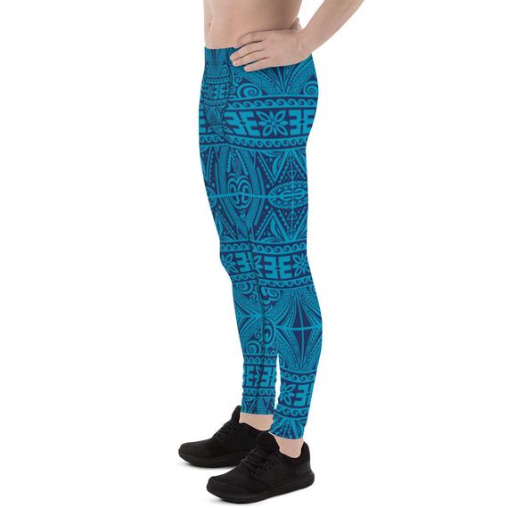 Blue Tribal Maori Tattoo Yoga Pants/Leggings For Men