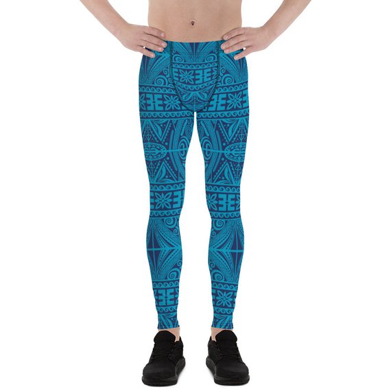 Blue Tribal Maori Tattoo Yoga Pants/Leggings For Men