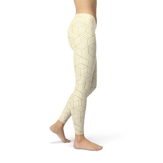 Women's White Geometric Art Yoga Pants/Leggings