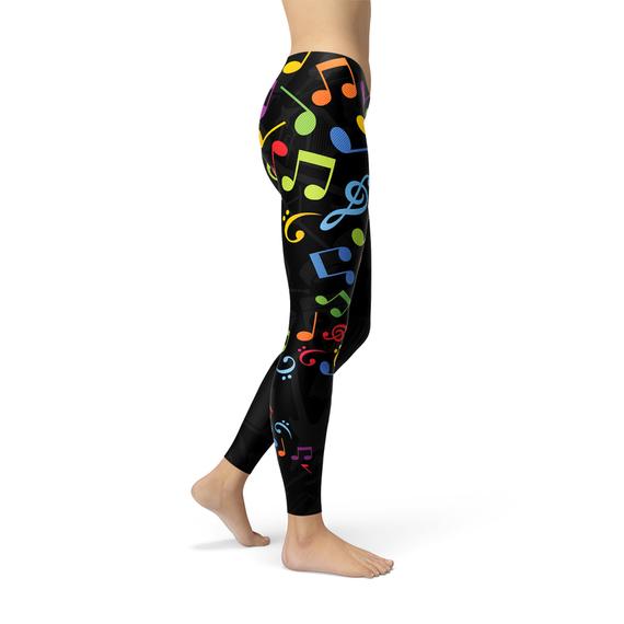 Women's Colorful Music Notes Yoga Pants/Leggings