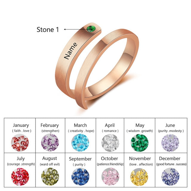 Personalized/Engraved Custom Birthstone Wrap Rings