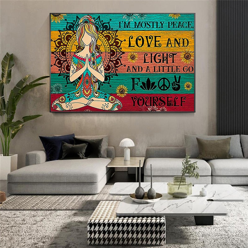 "Peace Love" Canvas Painting Wall Art (unframed) 14 Sizes