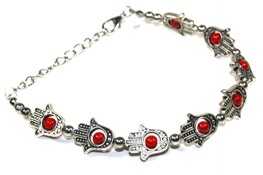Hands of Hamsa & Vibrant Bead Bracelet (4 Colors)