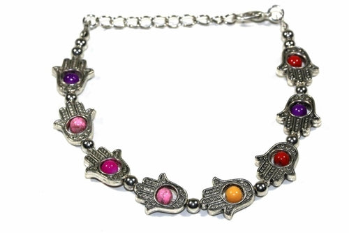 Hands of Hamsa & Vibrant Bead Bracelet (4 Colors)