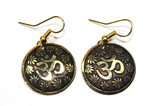 Om Symbol with Lotus Petals Earrings (5 Colors)