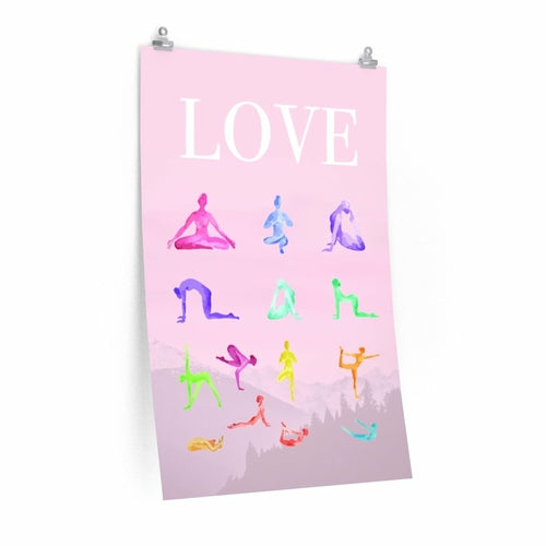Love Yoga 14 Poses Premium Poster