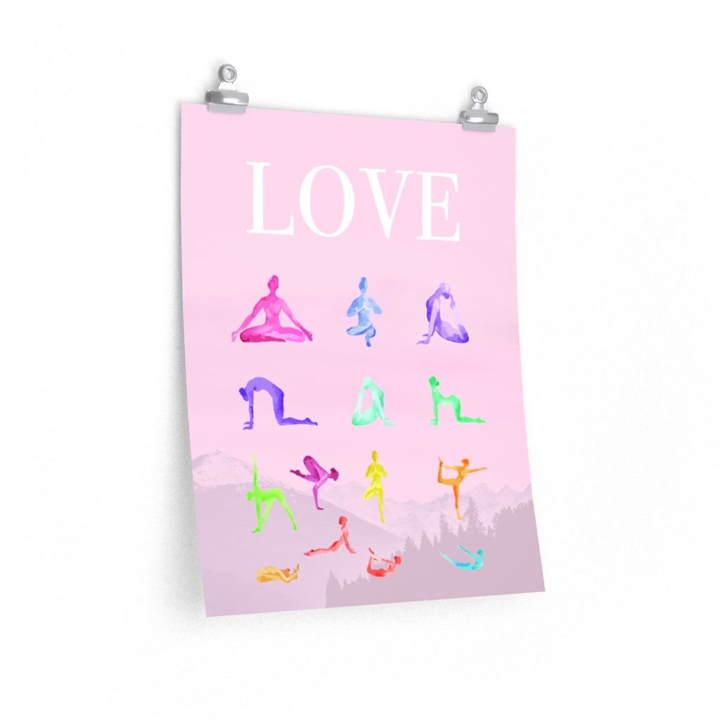 Love Yoga 14 Poses Premium Poster
