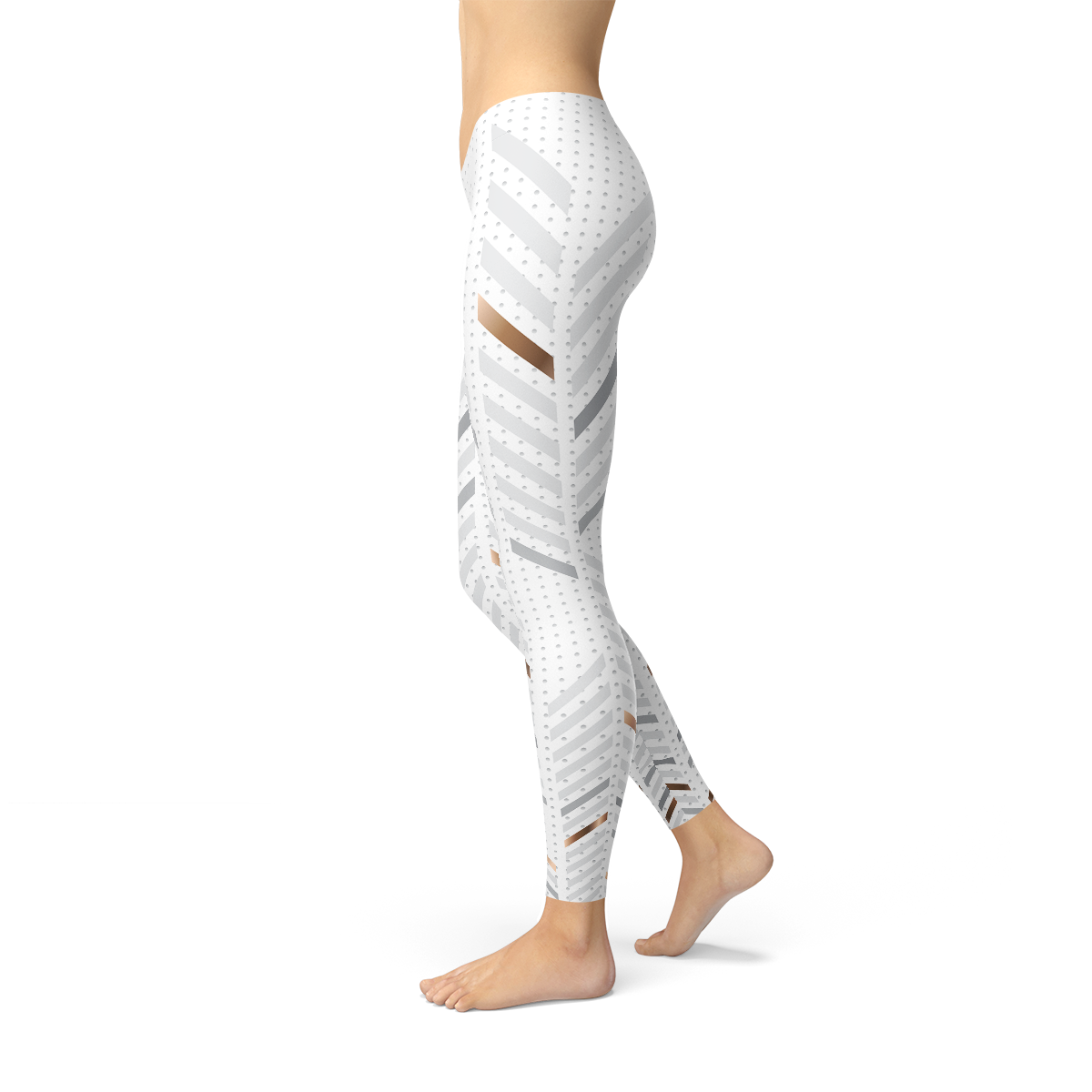 Women's White Figure Track Stripes Yoga Pants/Leggings