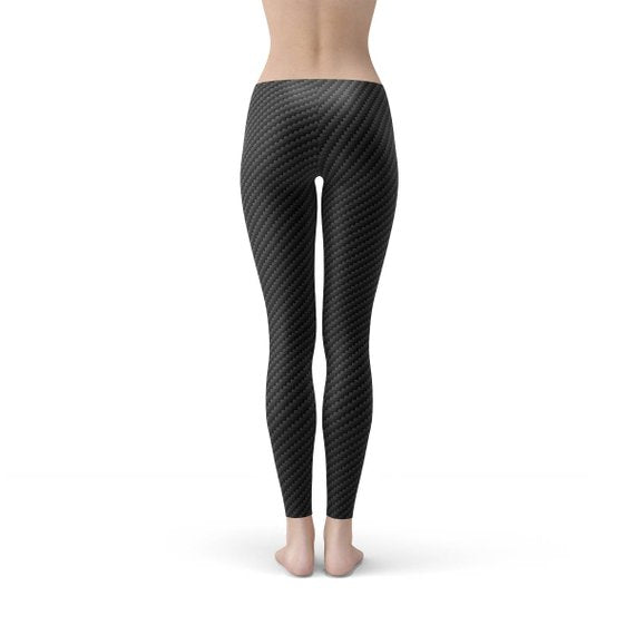 Womens Black Carbon Fiber Yoga Pants/Leggings