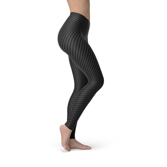Womens Black Carbon Fiber Yoga Pants/Leggings