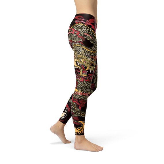 Women's Dragon Print Yoga Pants/Leggings