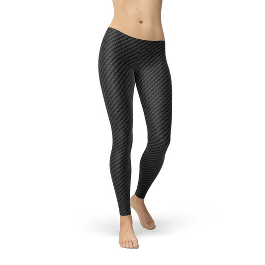 Womens Black Carbon Fiber Yoga Pants/Leggings
