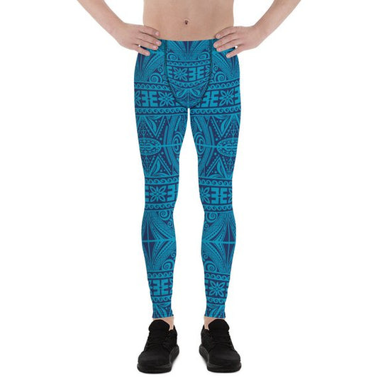 Blue Tribal Maori Tattoo Yoga Pants/Leggings For Men
