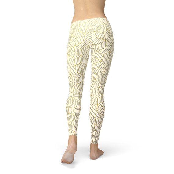 Women's White Geometric Art Yoga Pants/Leggings
