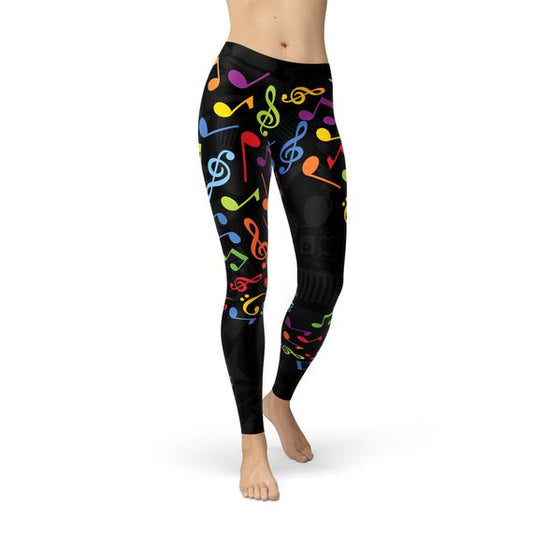 Women's Colorful Music Notes Yoga Pants/Leggings