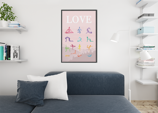 Love Yoga 14 Poses Premium Poster
