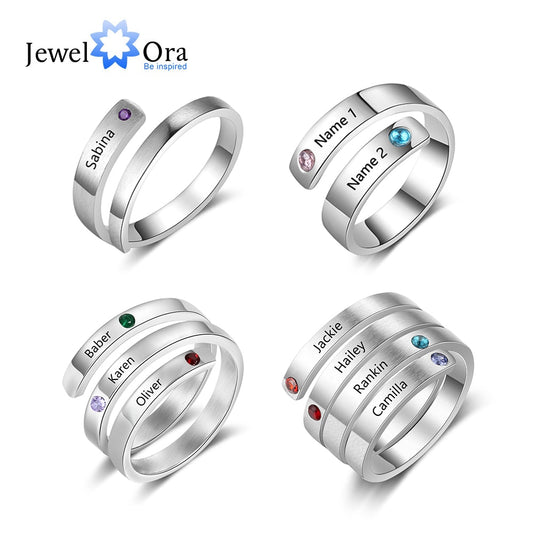 Personalized/Engraved Custom Birthstone Wrap Rings
